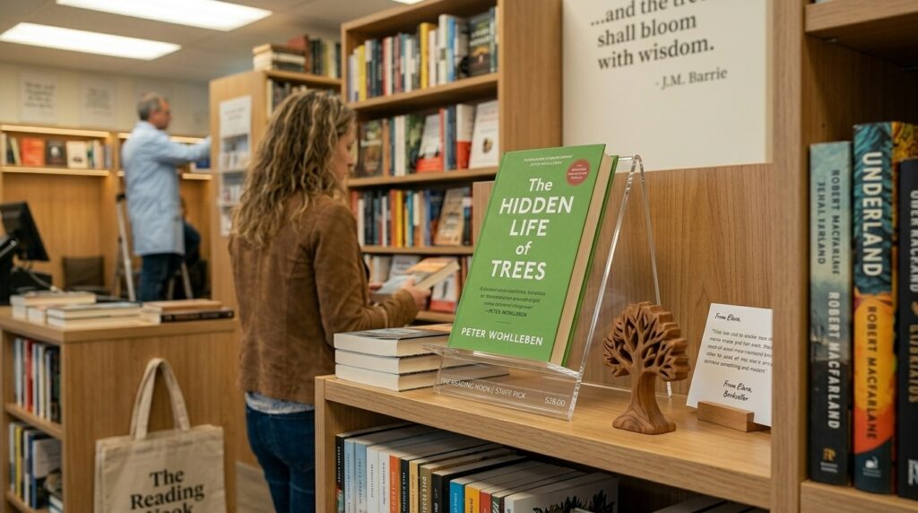 Expositor em acrílico aplicado em livraria