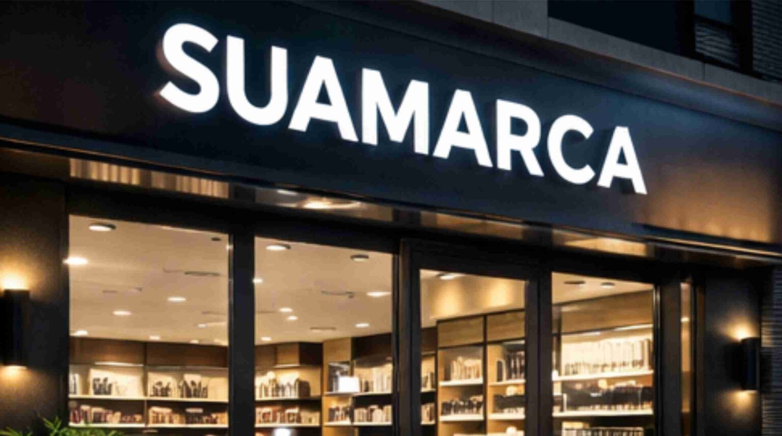 Marca aplicada em parede de recepção